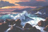 #99 Rock Bound Surf Big Sur 18x24 Oil