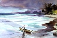 #594 Caribbean Surf 10x14 Watercolor